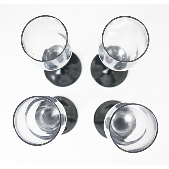 4 Vintage LUMINARC Black Stemmed Champagne Flutes France - Picture 5 of 5